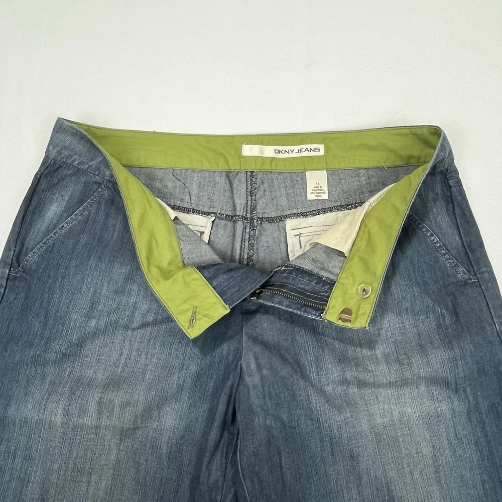 DKNY JEANS Trouser Jean Pants size‎ 14 Flare Leg Lightweight